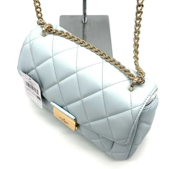 Kate Spade Carey Small Quilted Flap Shoulder Crossbody Bag Dewy Blue (NWT) - Picture 7 of 10